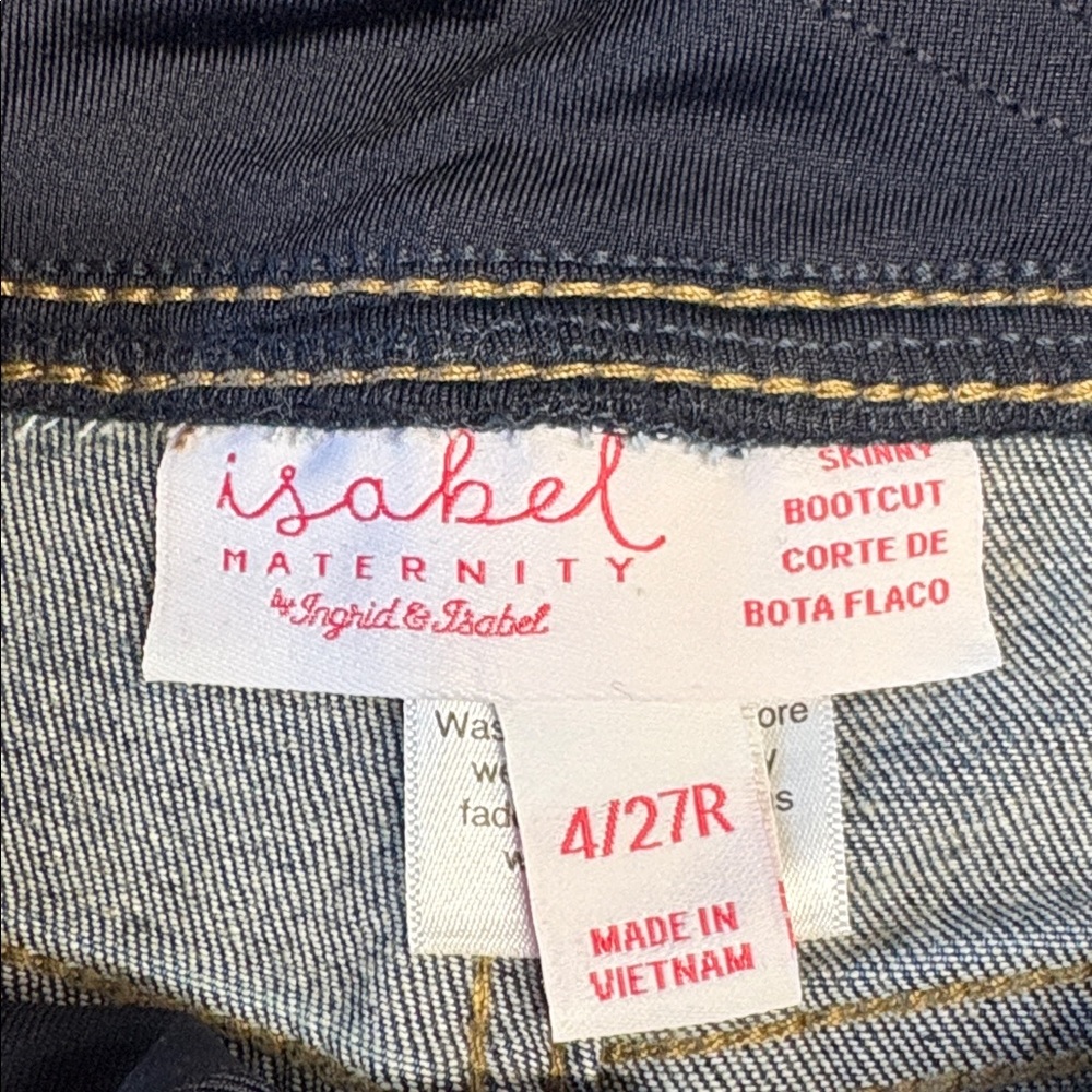 Ingrid & Isabel Crossover Panel Maternity Denim with Black Waistband sz 4/27R - Picture 7 of 7